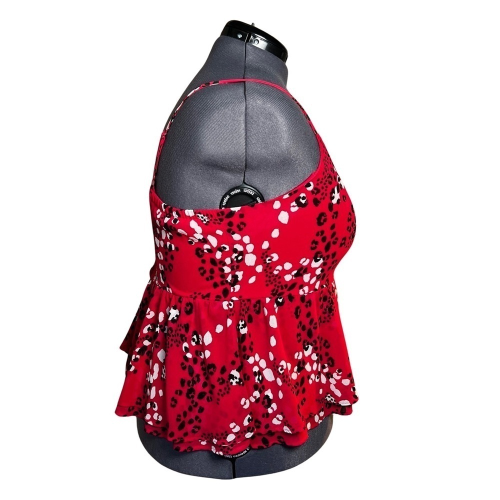 Torrid Pink with Black/White Cheetah Detail Peplum Chiffon Midi Cami (Size 2) - Picture 2 of 5